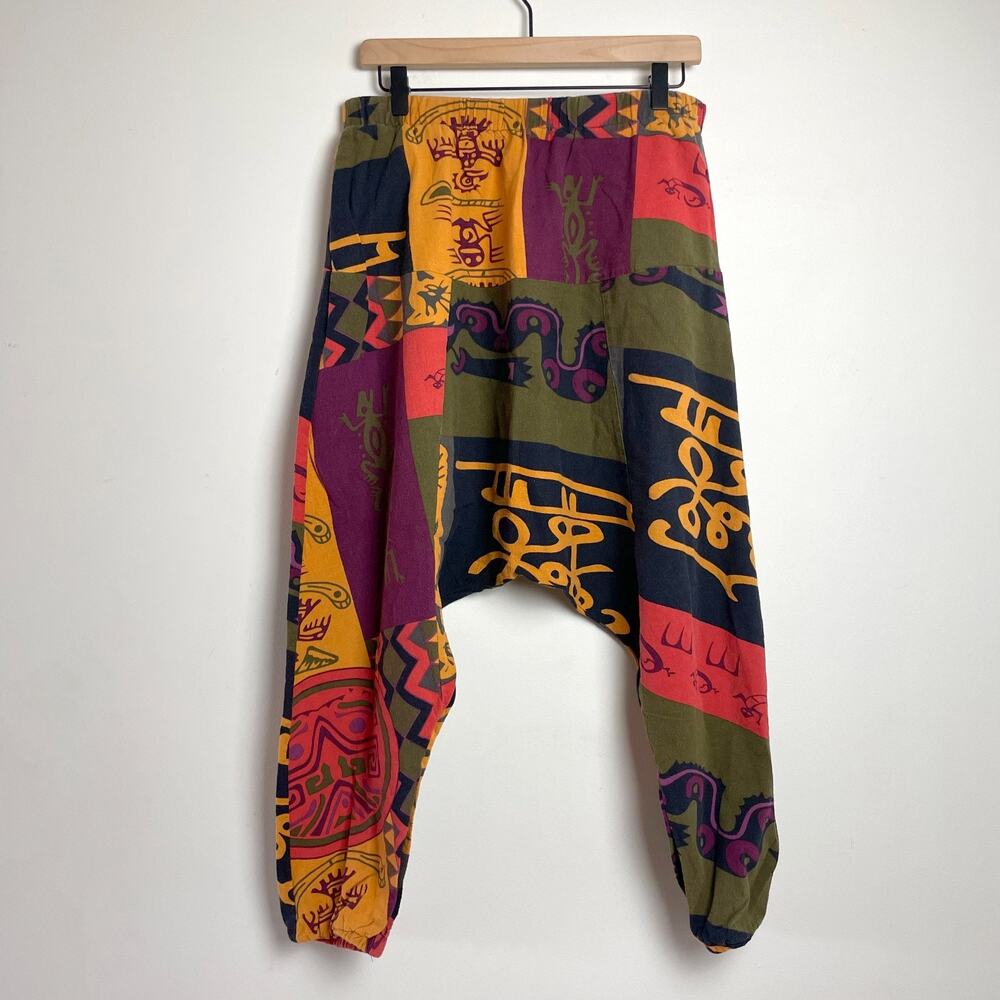 Thai Patchwork Drop Crotch Harem Pants Medium Boh… - image 1